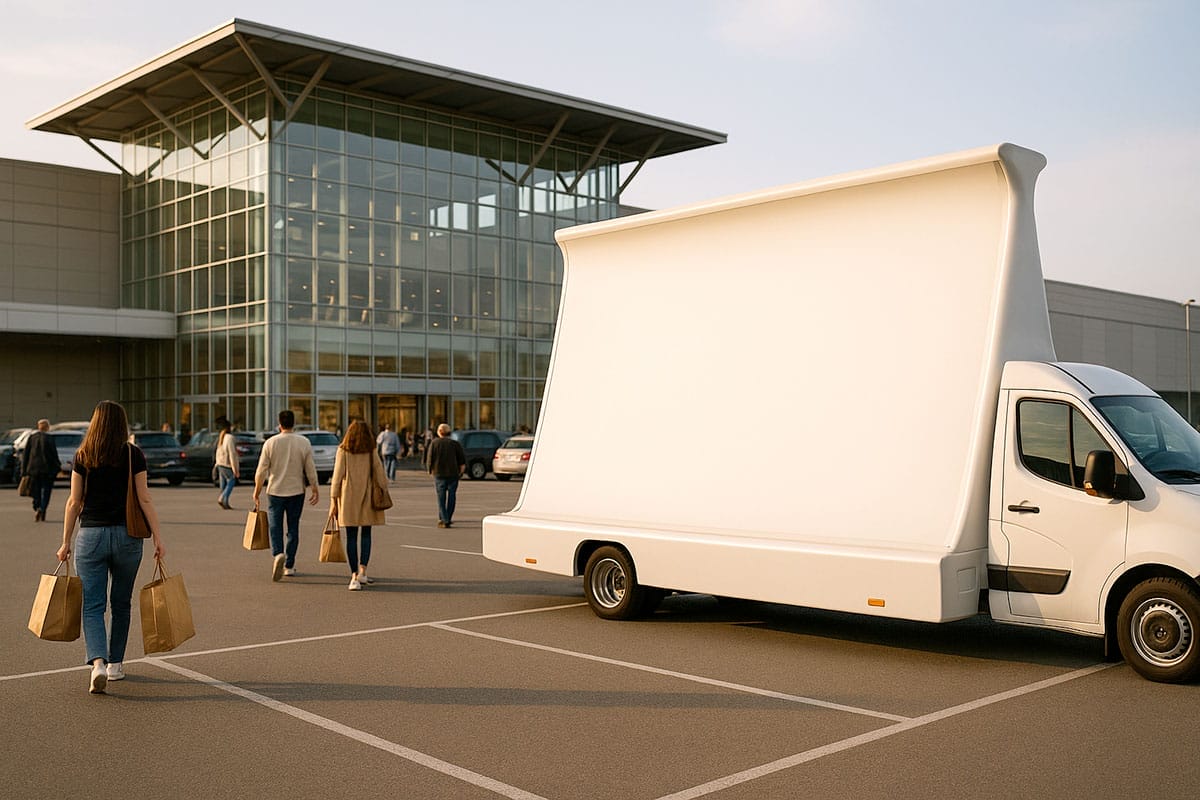 Camion vela nel parcheggio del Centro commerciale Orio Center a Bergamo